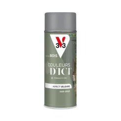 Outlet V33 Peinture bois aérosol couleurs d'ici kaki grisé 400ml