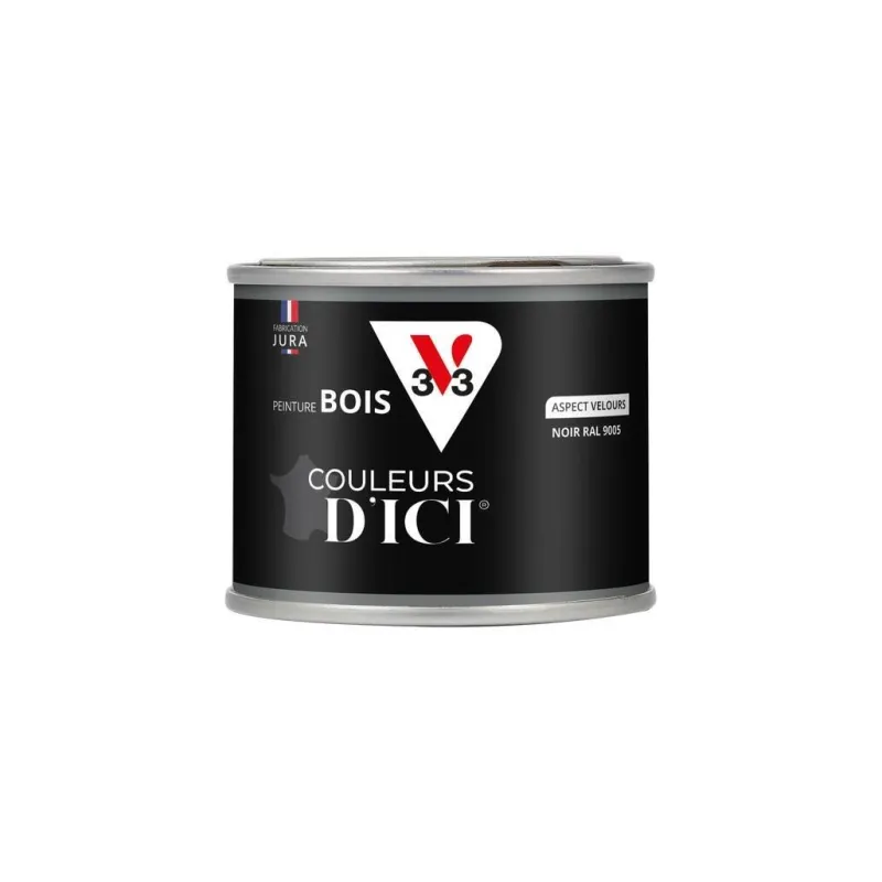 V33 Peinture bois extérieur couleurs d'ici noir ral9005 125ml