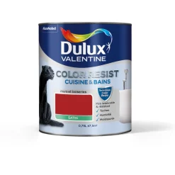 Clearance DULUX VALENTINE Peinture Color Resist Cuisine & Bain Satin Rouge Indus.0,75L