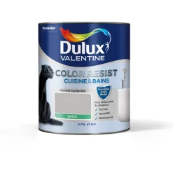 Discount DULUX VALENTINE Peinture Color Resist Cuisine & Bains Béton Gris 0,75L