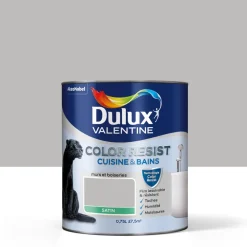 Discount DULUX VALENTINE Peinture Color Resist Cuisine & Bains Béton Gris 0,75L
