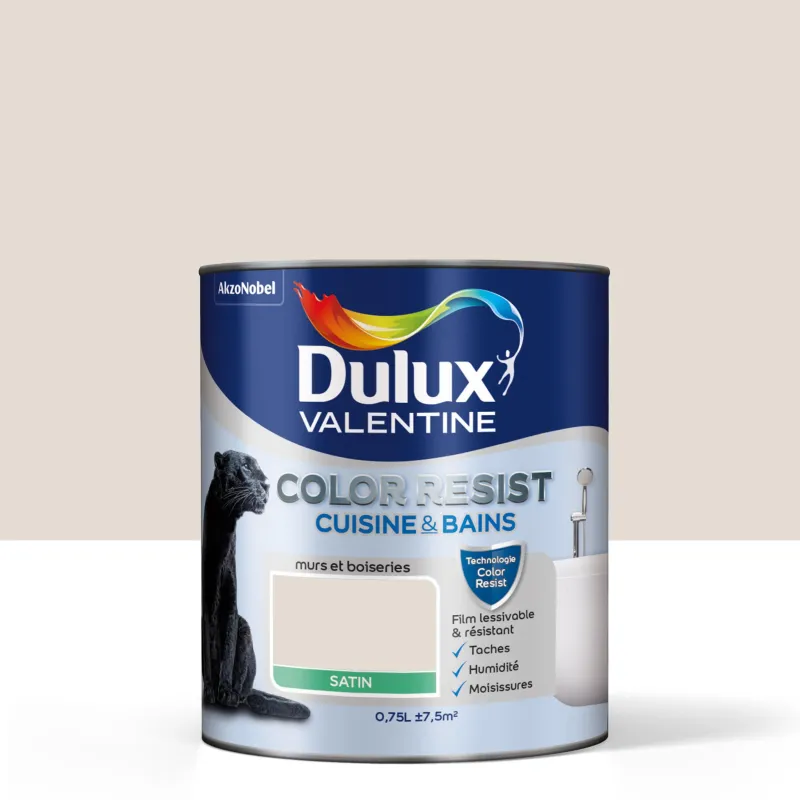 Online DULUX VALENTINE Peinture Color Resist Cuisine & Bains Satin Lin Clair 0,75 L