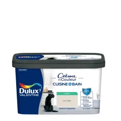 Discount DULUX VALENTINE Peinture Crème de Couleur Cuisine/Bain Satin Lin Clair 2L