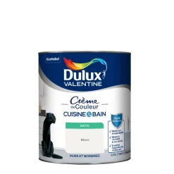 Outlet DULUX VALENTINE Peinture Crème de Couleur Cuisine/Bain Satin Blanc 0,75L