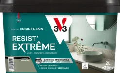 Discount V33 Peinture cuisine et bain Resist Extrême Kaki fumé Vel 2L