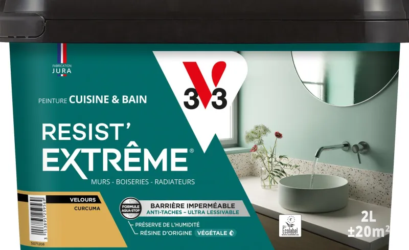 Best V33 Peinture cuisine et bain Resist Extrême Curcuma Velours 2L