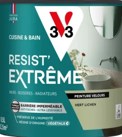 Sale V33 Peinture cuisine et bain Resist Extrême Vert lichen Vel 0,5L