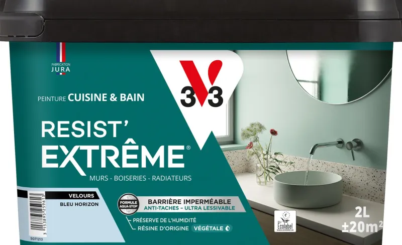 V33 Peinture cuisine et bain Resist Extrême Bleu horizon Vel 2L