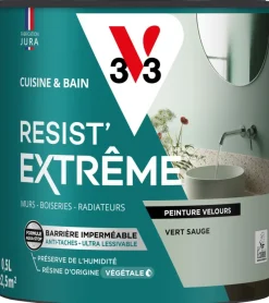 Clearance V33 Peinture cuisine et bain Resist Extrême Vert sauge Vel 0,5L