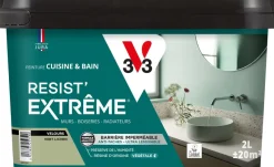 Hot V33 Peinture cuisine et bain Resist Extrême Vert lichen Vel 2L
