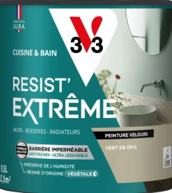 V33 Peinture cuisine et bain Resist Extrême Vert gris Vel 0,5L