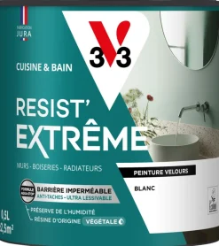 V33 Peinture cuisine et bain Resist Extrême Blanc Vel 0,5L
