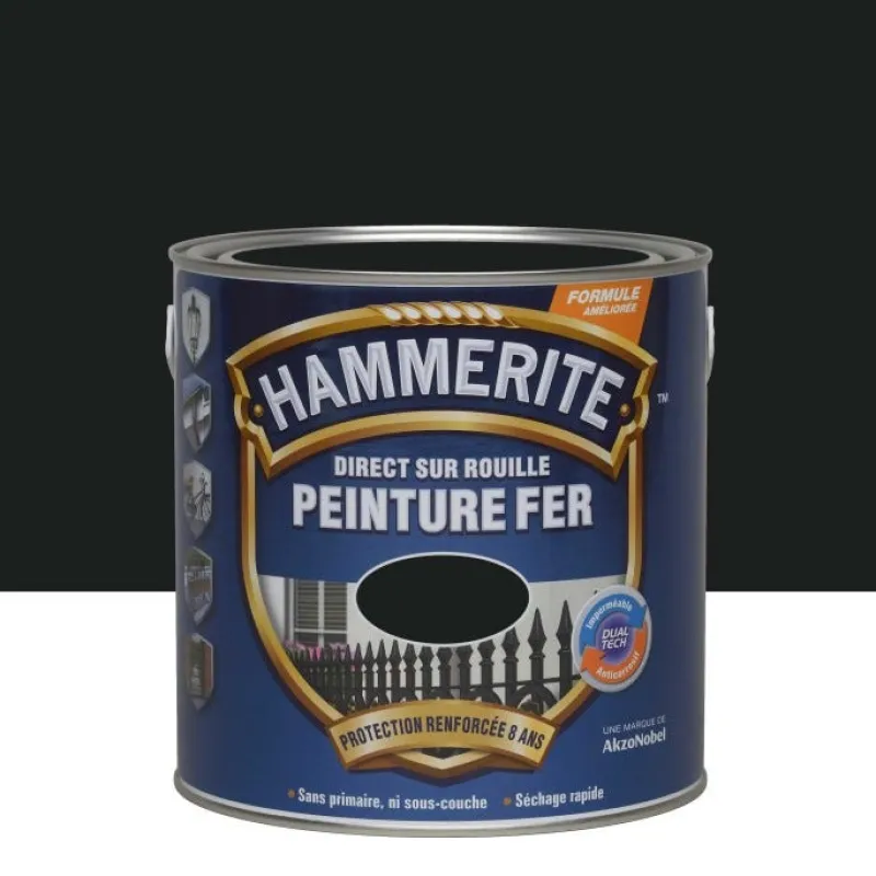 HAMMERITE Peinture Fer extérieure Satin Noir 2,5 L