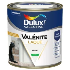 New DULUX VALENTINE Peinture laque acrylique Valénite Blanc Satin 0,5L