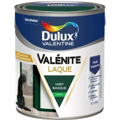 Sale DULUX VALENTINE Peinture laque acrylique Valénite Vert Basque Satin 2L