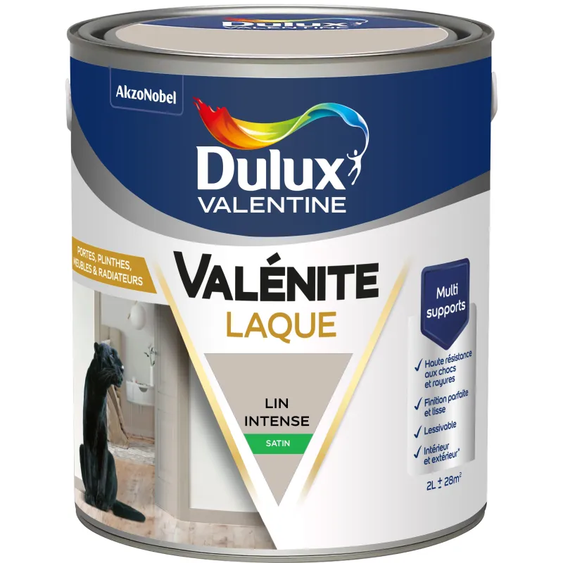 Clearance DULUX VALENTINE Peinture laque acrylique Valénite Lin Intense Satin 2L