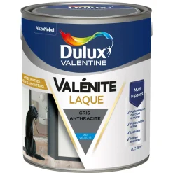 DULUX VALENTINE Peinture laque acrylique Valénite Gris Anthracite Mat 2L