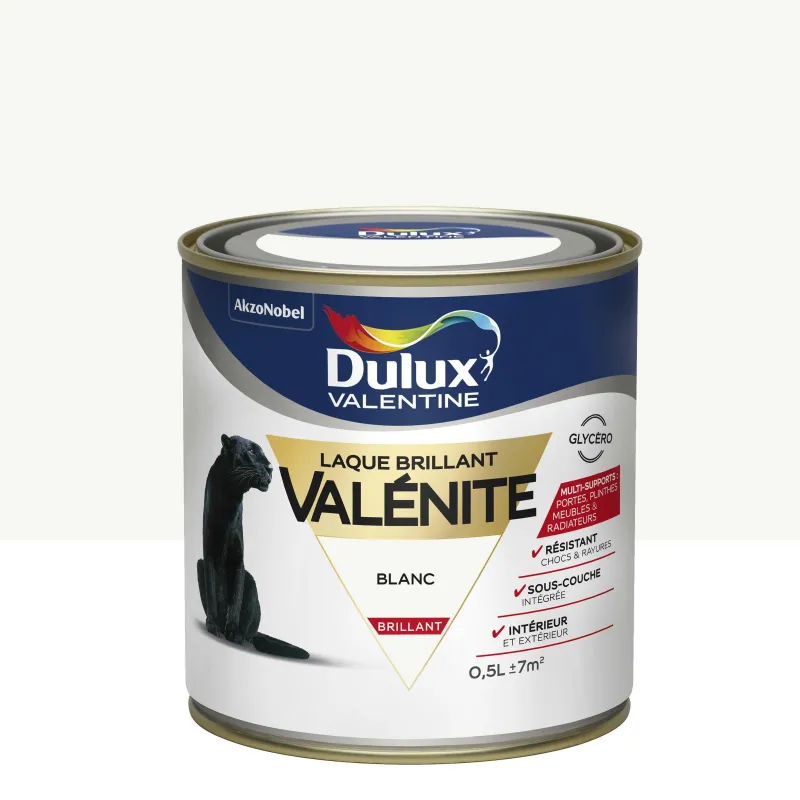 Sale DULUX VALENTINE Peinture laque Valénite brillant blanc 0,5 L