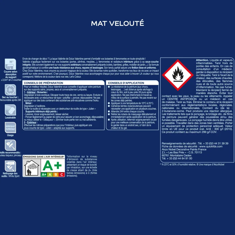 Sale DULUX VALENTINE Peinture laque Valénite mat gris Building 0,5 L