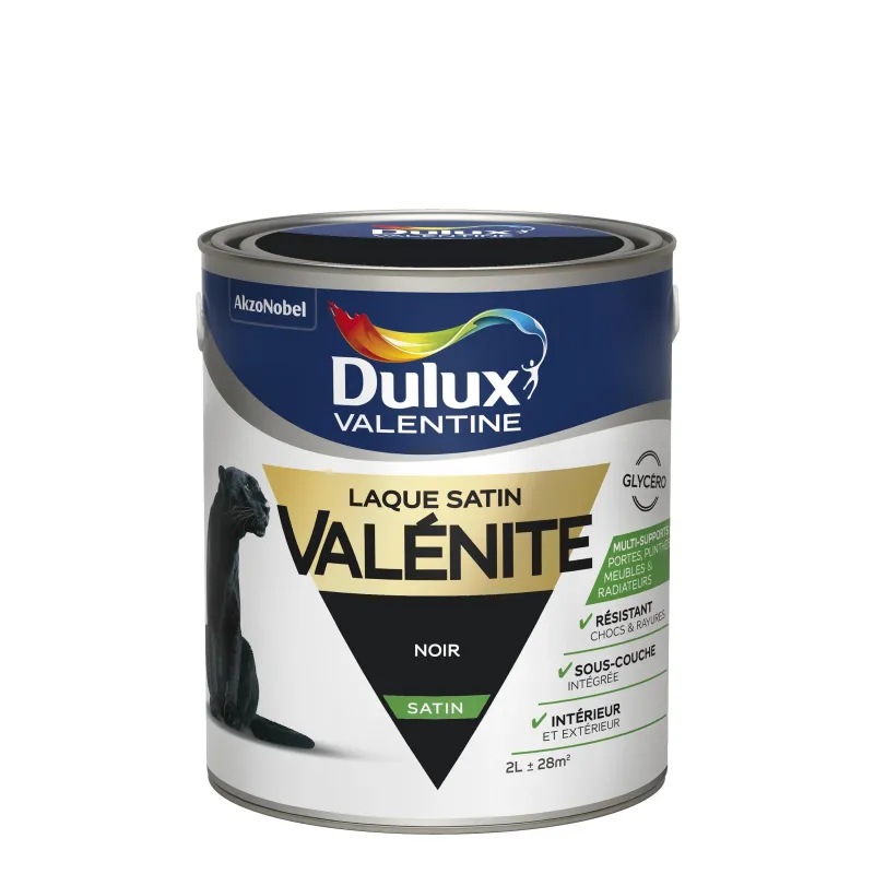 Sale DULUX VALENTINE Peinture laque Valénite satin noir 2 L