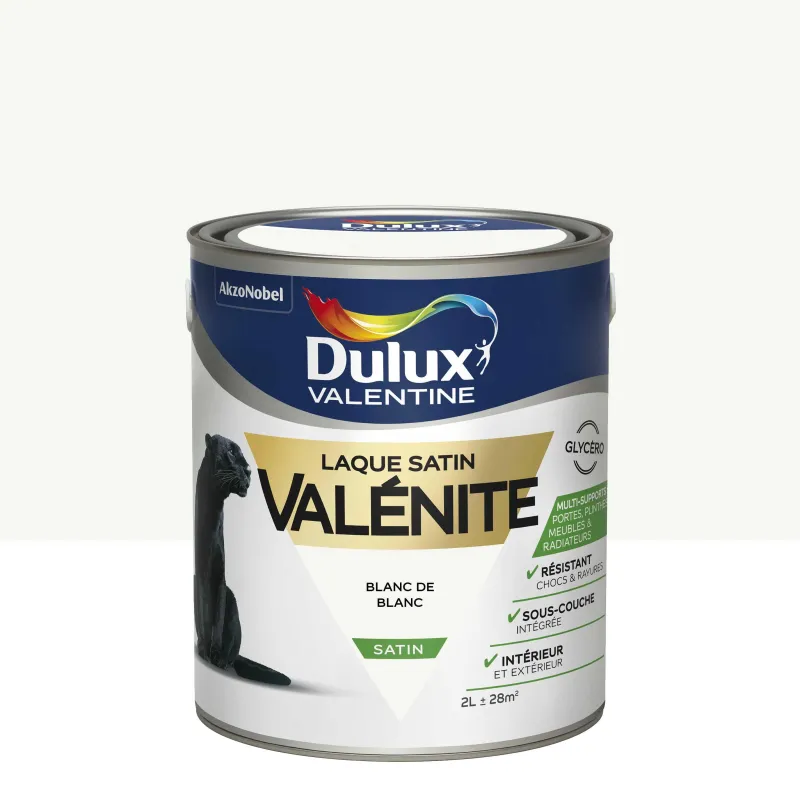 Sale DULUX VALENTINE Peinture laque Valénite satin blanc de blanc 2 L