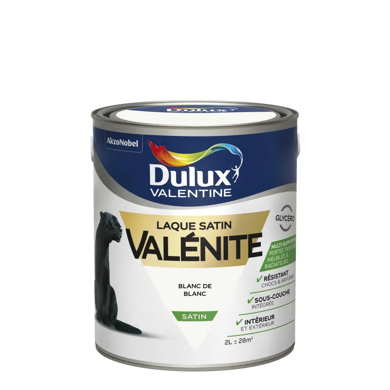 Sale DULUX VALENTINE Peinture laque Valénite satin blanc de blanc 2 L