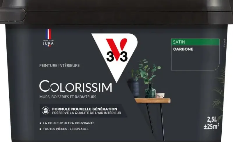 Hot V33 Peinture multisupports Satin Colorissim carbone 2,5L