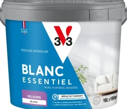 New V33 Peinture murs et plafonds Blanc essentiel Velours 10L