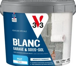 Discount V33 Peinture murs intérieurs garage & sous-sol Blanc Mat 10L