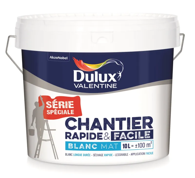 Hot DULUX VALENTINE Peinture pour chantier blanc mat 10L
