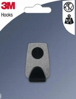 Hot 3M Petit crochet adhésif rond bi-matière argent/noir