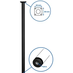 Online Pied rond M10 Ø30 mm acier époxy noir H.700 mm