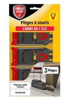 Hot PROTECT EXPERT Pièges à souris 3 tapettes plastiques