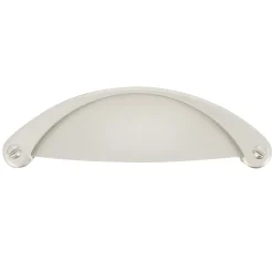 Hot Poignée coquille entraxe 64 mm en zamak nickelé x2