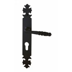 Sale Poignée de porte sur plaque Brest Fer Noir Cylindre 195mm