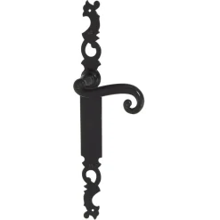 Hot Poignée de porte sur plaque coq fer noir sans trou 195mm