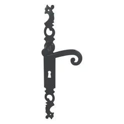 Best Poignée de porte sur plaque coq fer noir serrure 195mm