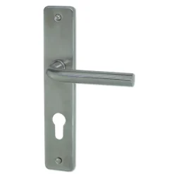 Discount Poignée de porte sur plaque easy inox mat cylindre 195mm