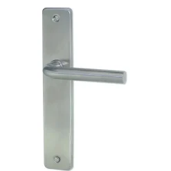 Hot Poignée de porte sur plaque easy inox mat sans trou 195mm