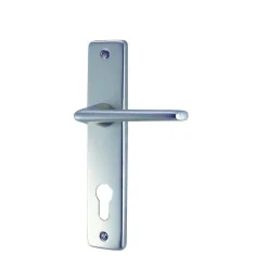 Sale Poignée de porte sur plaque gets alu argent cylindre 165mm