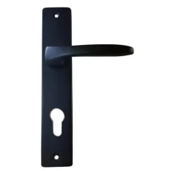 Best Poignée de porte sur plaque Lunel alu noir cylindre 195mm