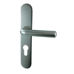 Outlet Poignée de porte sur plaque Sauze alu Argent Cylindre 195mm