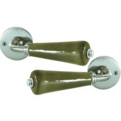 Poignée de porte sur rosace canon porcelaine gris poivre