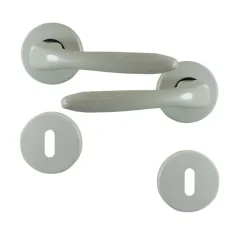 Outlet Poignée de porte sur rosace vars alu blanc serrure