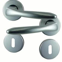 Clearance Poignée de porte sur rosace vars alu argent serrure