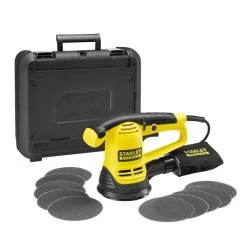 Hot STANLEY Ponceuse excentrique 480W 125mm 10 abrasifs maille