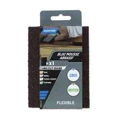 NORTON Éponge abrasive 2 angles 126 x 72 x 25 mm Grain 36/60
