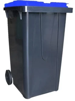 Sale BELLI Poubelle anthracite avec couvercle bleu 240L