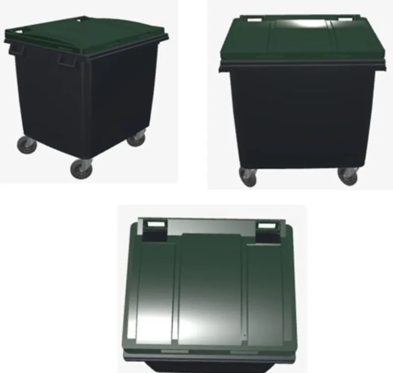Outlet Poubelle bac roulant CityBac 1000L gris couvercle vert