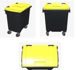 Best Poubelle bac roulant CityBac 770L gris couvercle jaune